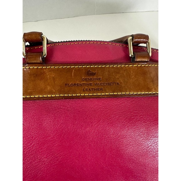 Dooney & Bourke Genuine Florentine Vacchetta Leather Domed Satchel Handbag Purse - Picture 6 of 16